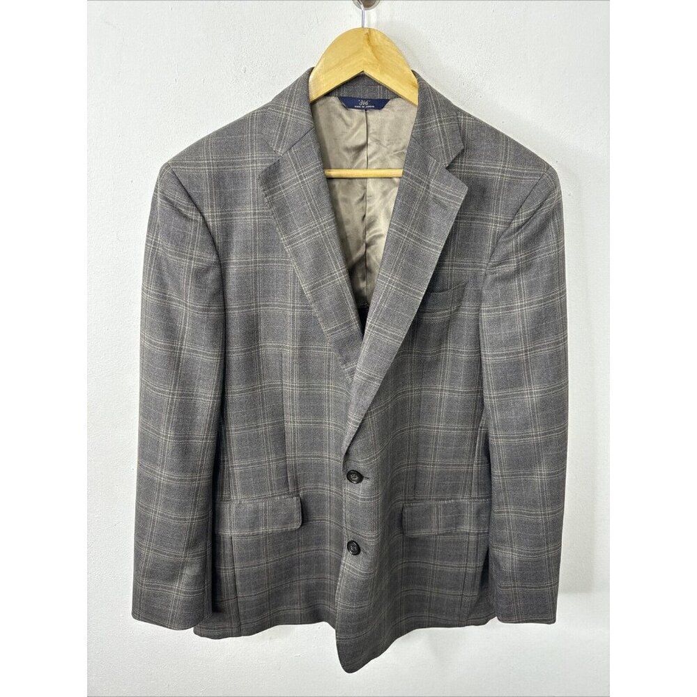 Brooks Brothers 346 Men 42 R Check Gray Blazer Sports Coat Regent Fit